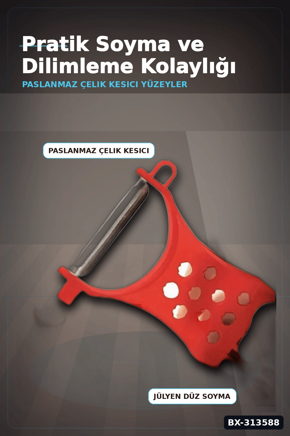 Paslanmaz Çelik Bıçaklı 3ü 1 Arada Jülyen Rende Soyacak Doğrayıcı Mutfak Aleti BX-313588