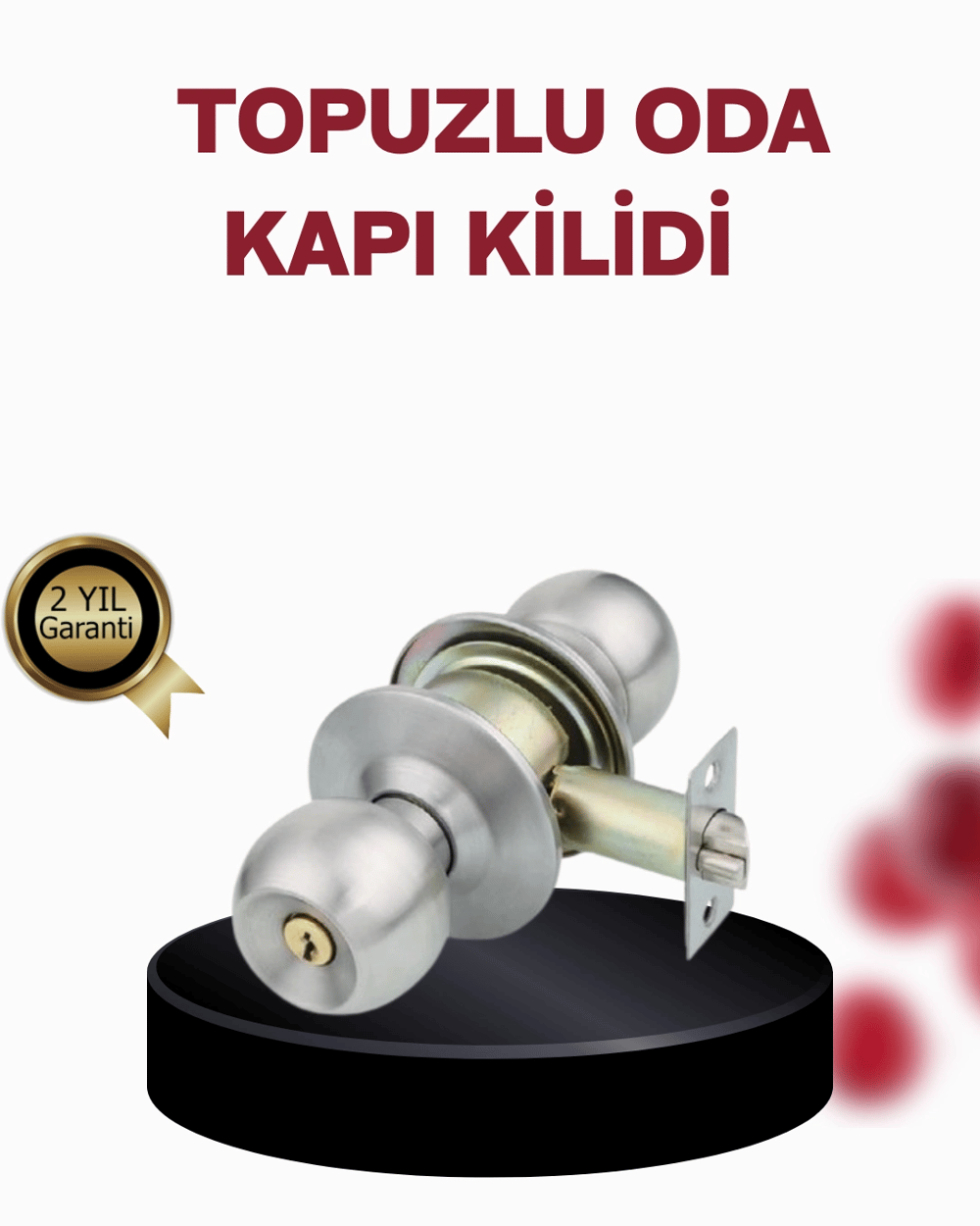 Paslanmaz Çelik Dayanıklı Topuzlu Kapı Kilidi