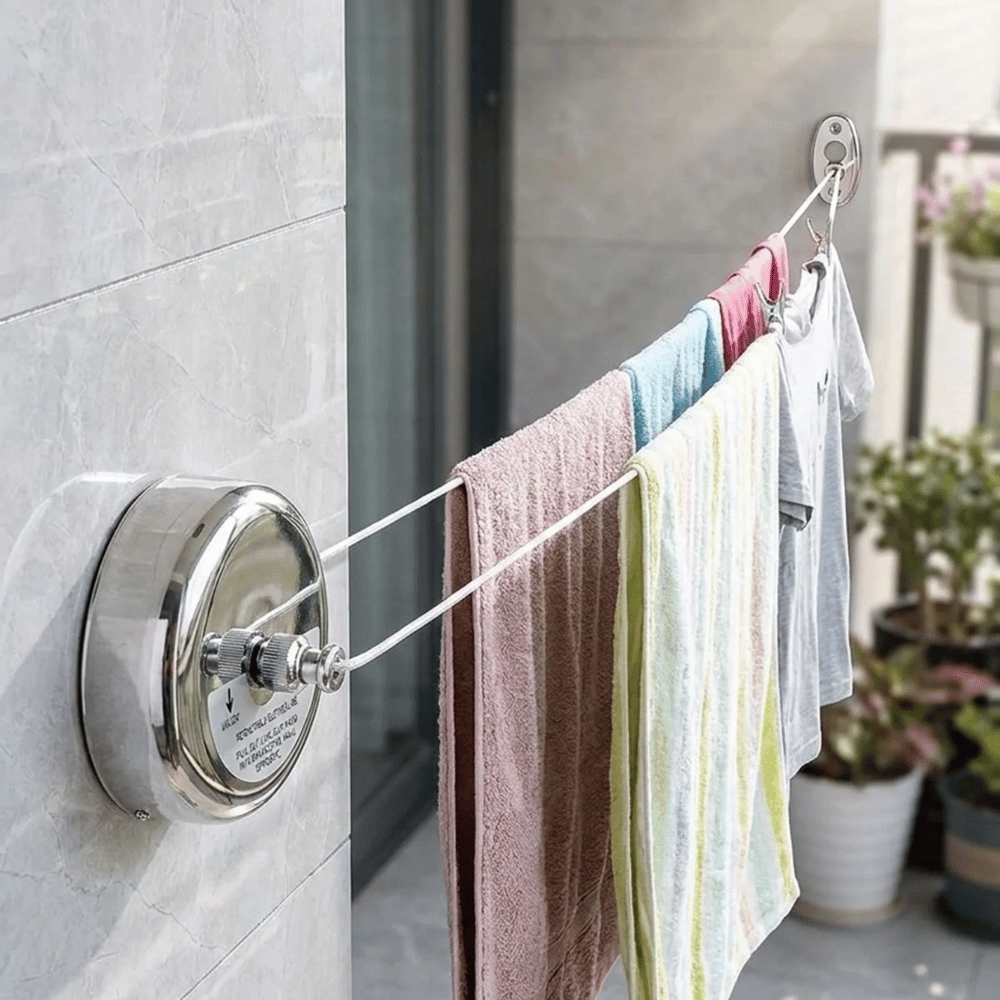 Paslanmaz Çelik Geri Çekilebilir Çamaşır İpi – Duvar Tipi Duvara Monte Banyo,balkon,bahçe Çamaşır Kurutma Askısı Bx40