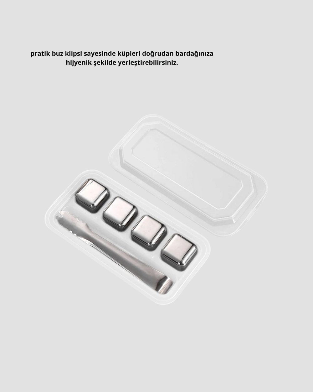 Paslanmaz Çelik Metal Buz Küpü Seti Sulandırmadan Soğutma ve Klips Dahil