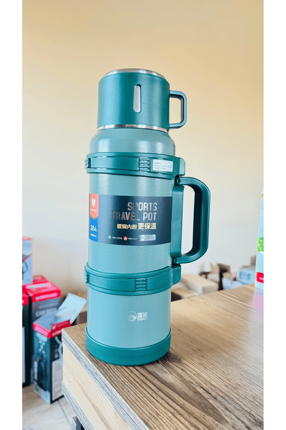 Paslanmaz çelik siyah termos 2 litre kutulu 48 saat yalıtım gıda temas sembollü - Spor & Outdoor
