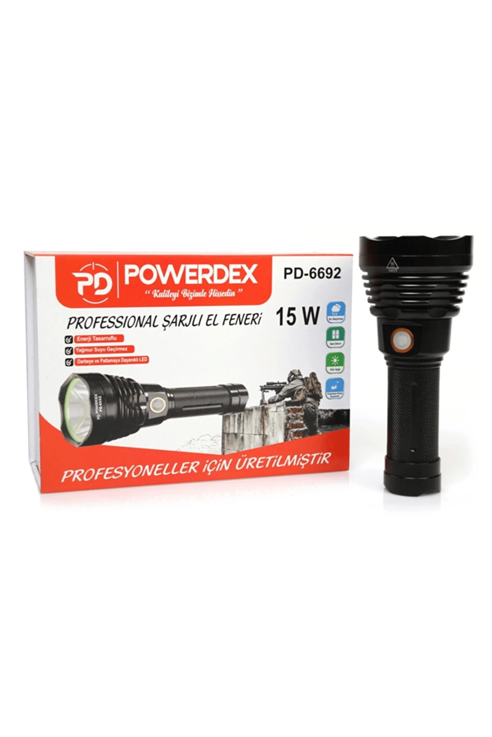 Pd-6692 15 Watt 1000 Lümen Profesyonel Şarjlı El Feneri