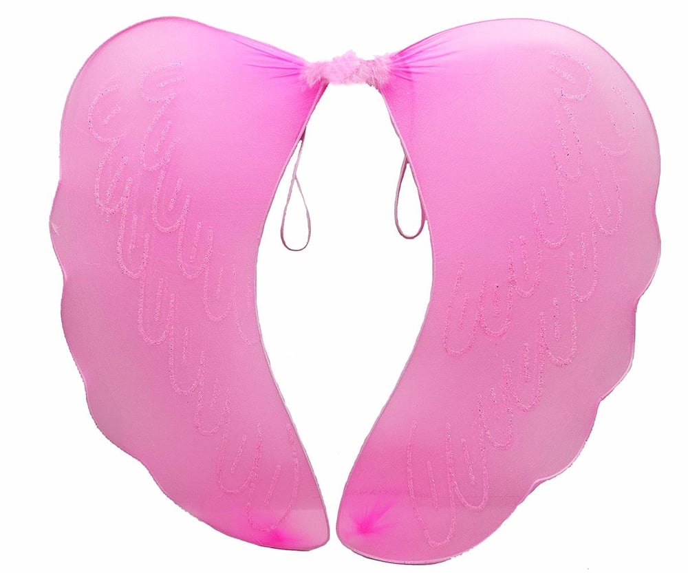 Pembe Renk Ortası Pembe Tüylü Tül Peri Kanadı 40x50 cm (3936)