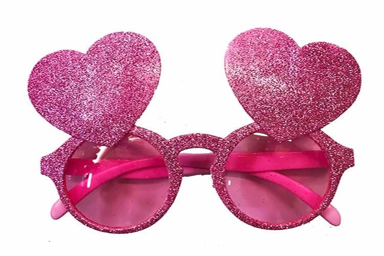 Pembe Renk Sim İşlenmiş Kalp Figürlü Yılbaşı Parti Gözlüğü (3936)