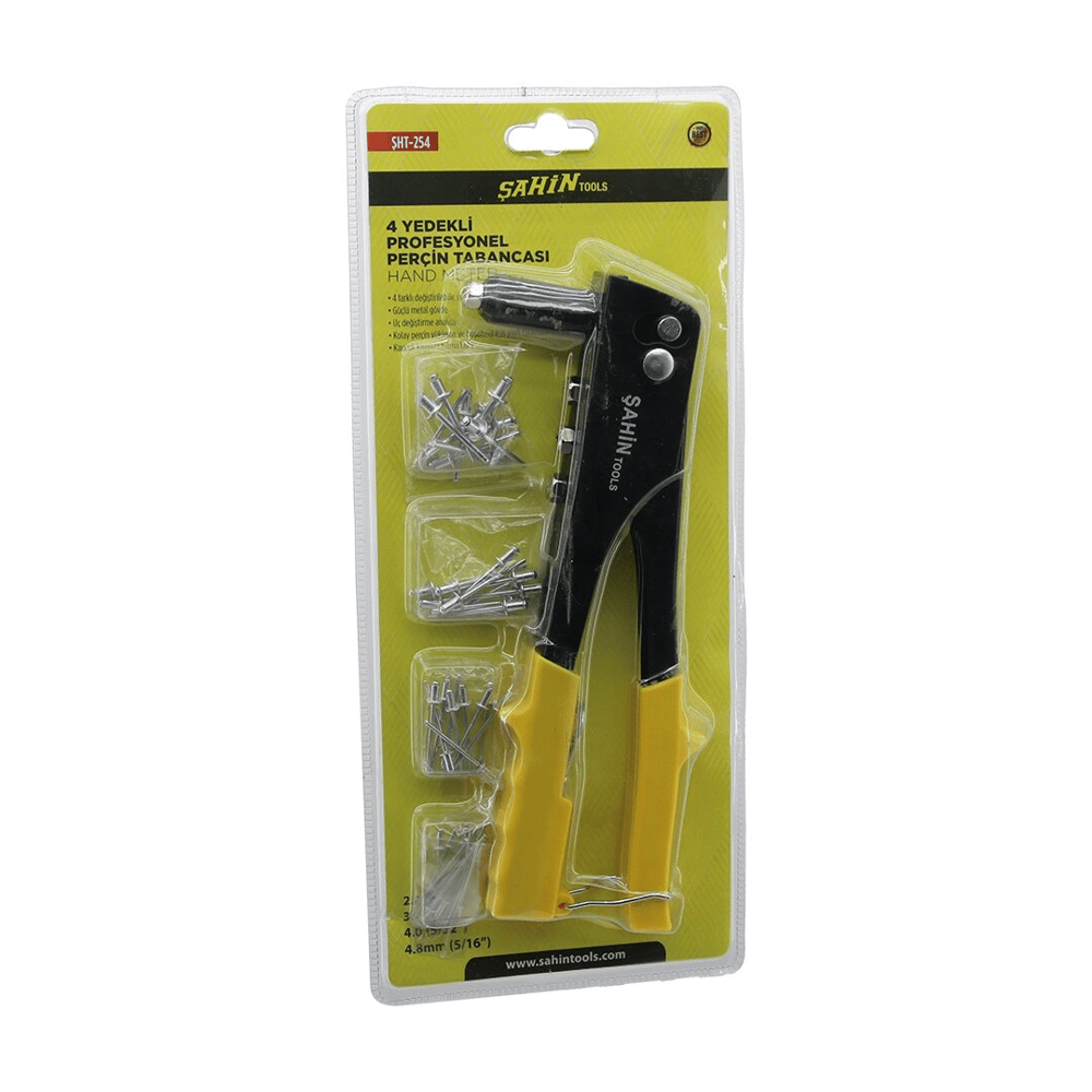 Perçin Tabanca Makine Seti = 4 Boy Uç = 2.4- 3.2 - 4 - 4.8 + 4 Boy Kalınlık X 10pcs=40pcs İğne Bx40