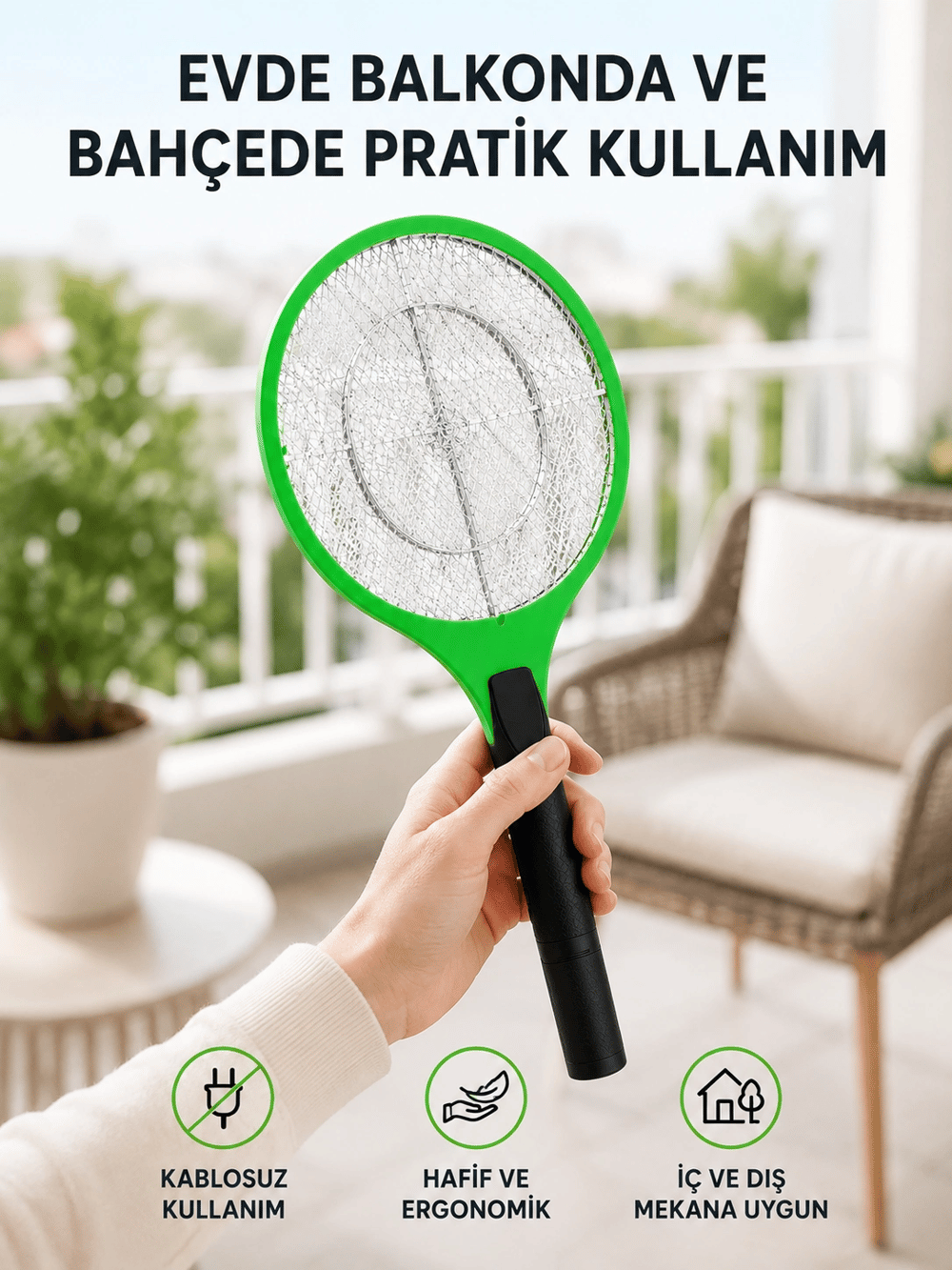 Pil ile Çalışan Elektronik Sinek Öldürücü – Çocuk ve Evcil Hayvan Dostu Tasarım