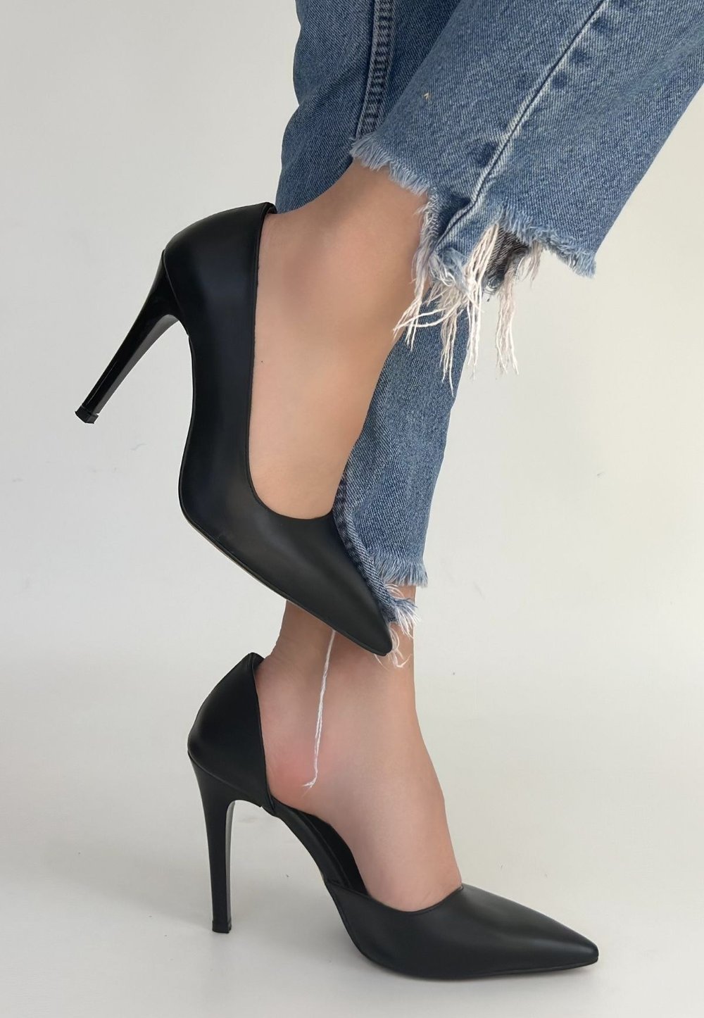 Pley Siyah Cilt Stiletto Ayakkabı