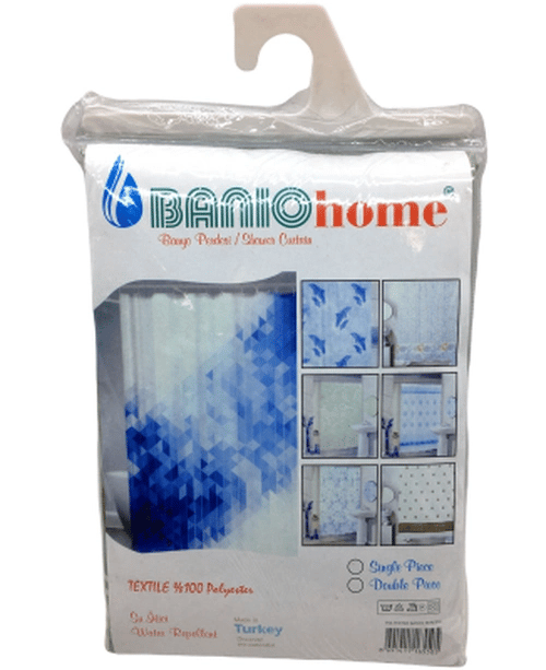 Polyester Çift Kanat Su İtici Banyo Perdesi 90x200cm Bx40