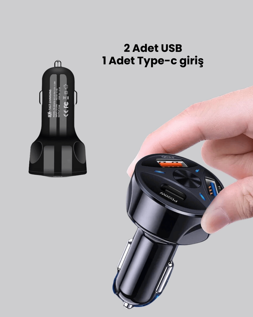 Polygold Quick Charger 55W Araç Şarj Cihazı PD USB C Destekli