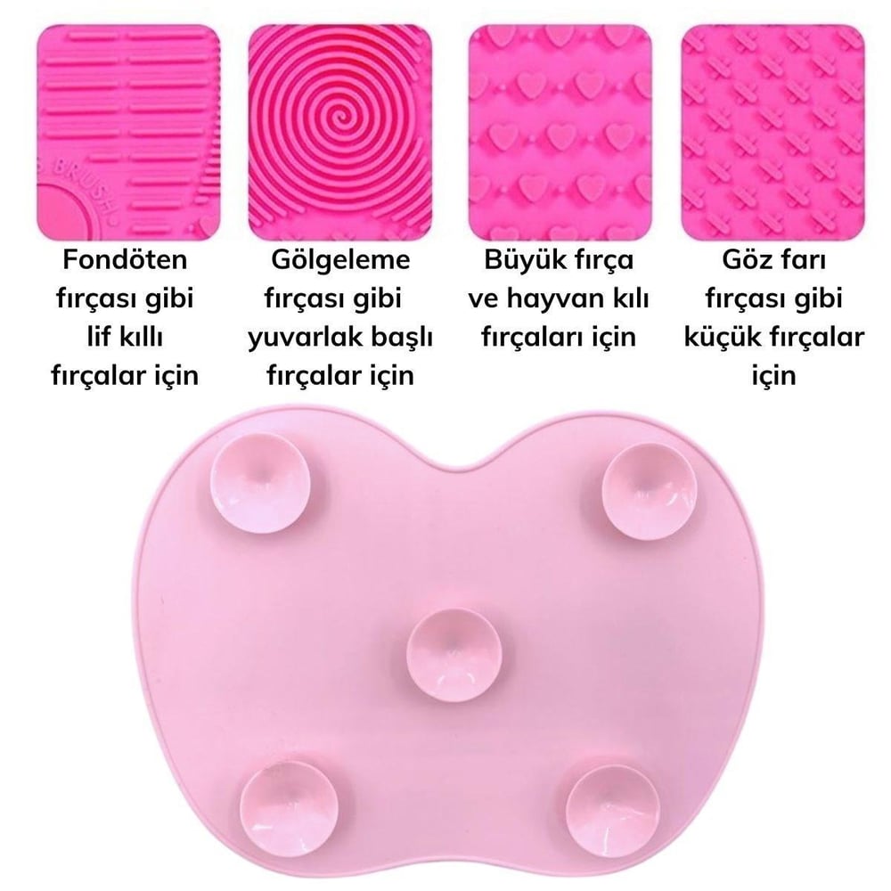 Pratik Kolay Makyaj Fırçası Temizleme Matı Aparatı Aleti Küçük (3936)