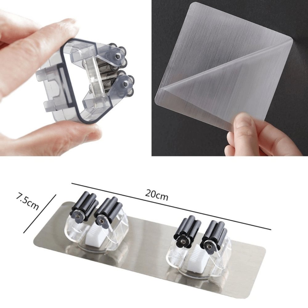 Pratik Organizer 4'lü Yapışkanlı Fırça Paspas Mop Fırça Sabitleyici Ergonomik Alet Aparatı Bx40