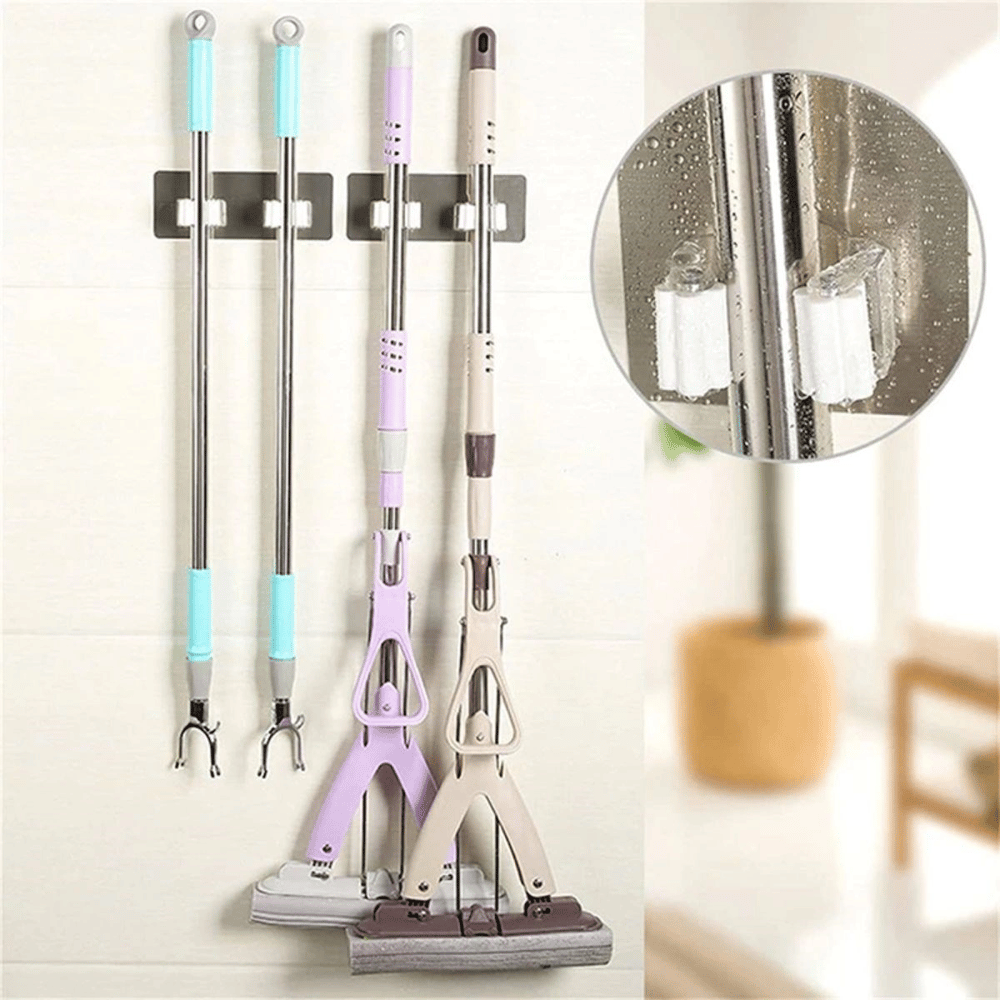 Pratik Organizer 4'lü Yapışkanlı Fırça Paspas Mop Fırça Sabitleyici Ergonomik Alet Aparatı Bx40