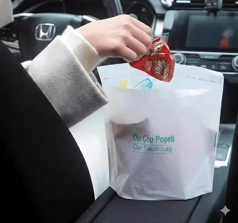 Pratik Su Geçirmez Oto Araba Çöp Poşeti Yapışkanlı 20 Adet Bx40