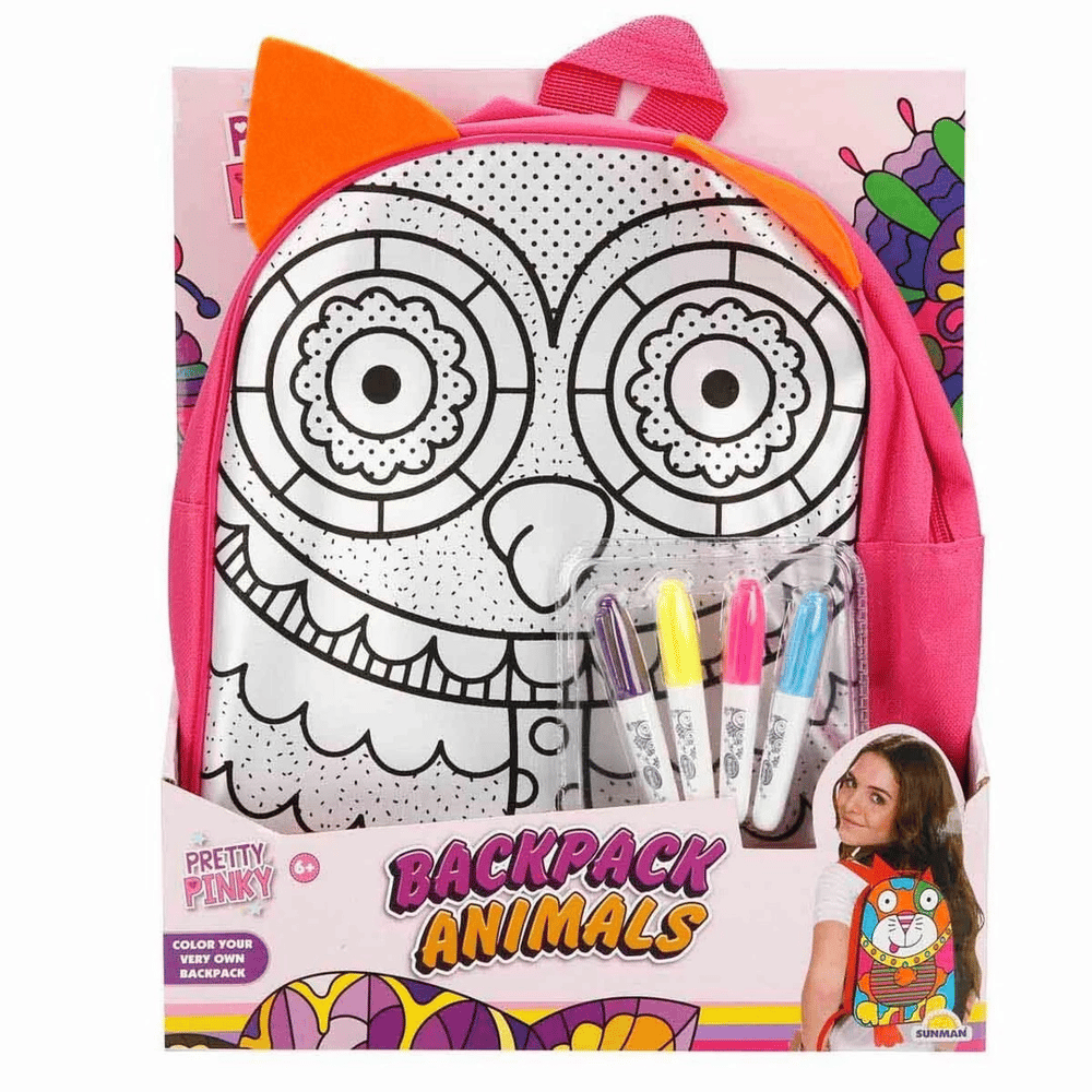 Pretty Pinky Boyanabilir Desenli Baykuş Sırt Çantası