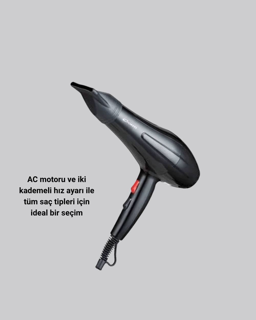 Profesyonel 2200W Fön Makinesi – AC Motorlu, Hızlı Kurutma, Hafif Tasarım