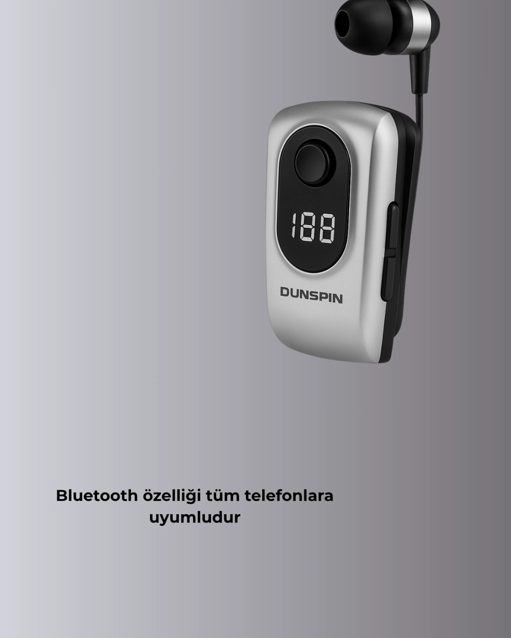Profesyonel Bluetooth Kulaklık – Klipsli, Titreşimli, Dijital Göstergeli