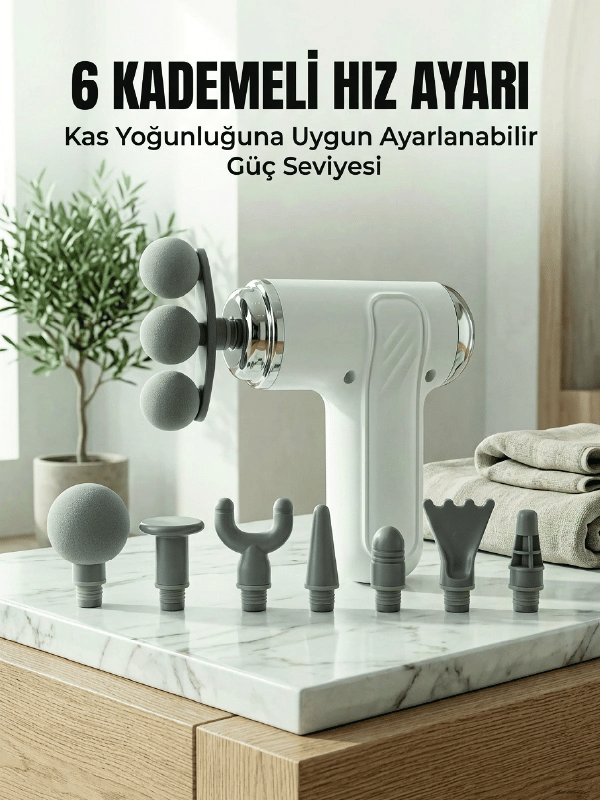 Profesyonel Kas Gevşetici Masaj Tabancası 8 Değiştirilebilir Başlıklı Kablosuz Masaj Cihazı