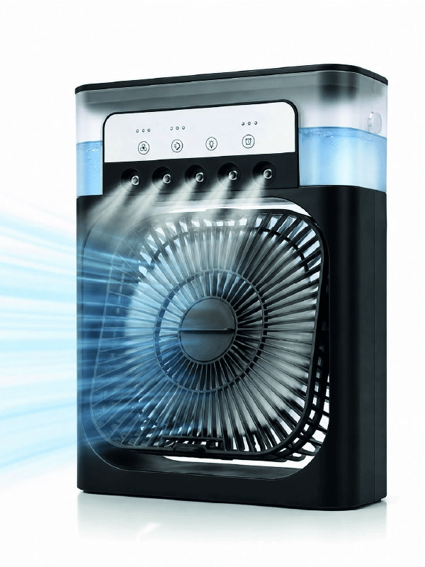 Püskürtmeli Masaüstü Fan 5 Başlıklı Serinletici, 600 ml Su Haznesi, 3 Kademe Fan, Type-C Bağlantı