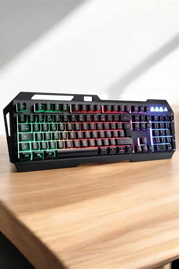 Q Klavye RGB Işıklı Klavye Ve Mouse Seti Kablolu Mouse Hediyeliş