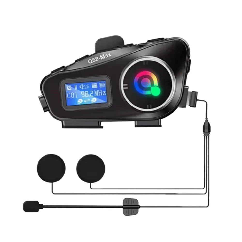 Q58 Motorsikletler İçin Fener Özellikli Sd Kart Bölümlü Lcd Ekranlı Kablosuz Bluetooth Kulaklıklı – Suya Dayanıklı Kask Kulaklığı Bx40