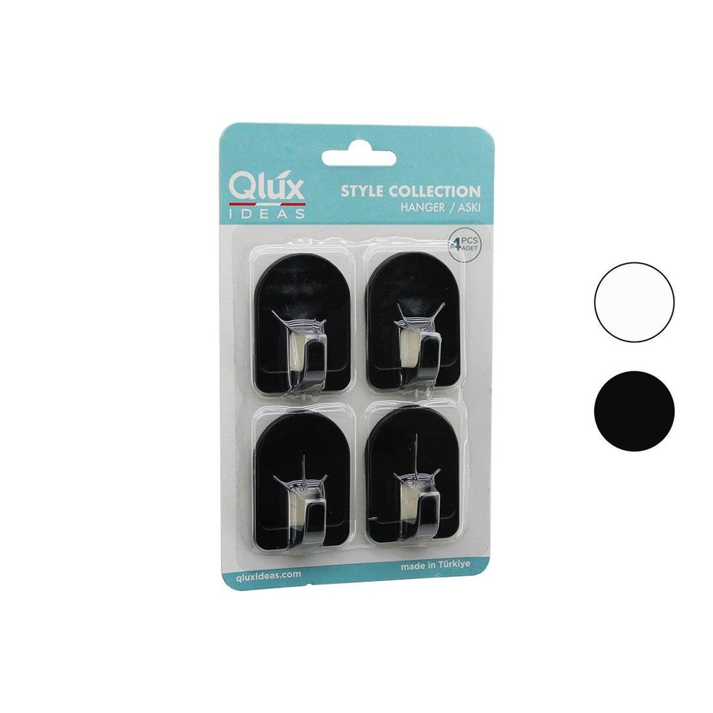 QLUX L-00950 4PCS DOME ASKI NO-2 KUBBELİ - SİYAH - BEYAZ - PLASTİK ASKI YAPIŞKANLI MONTAJ (3936)