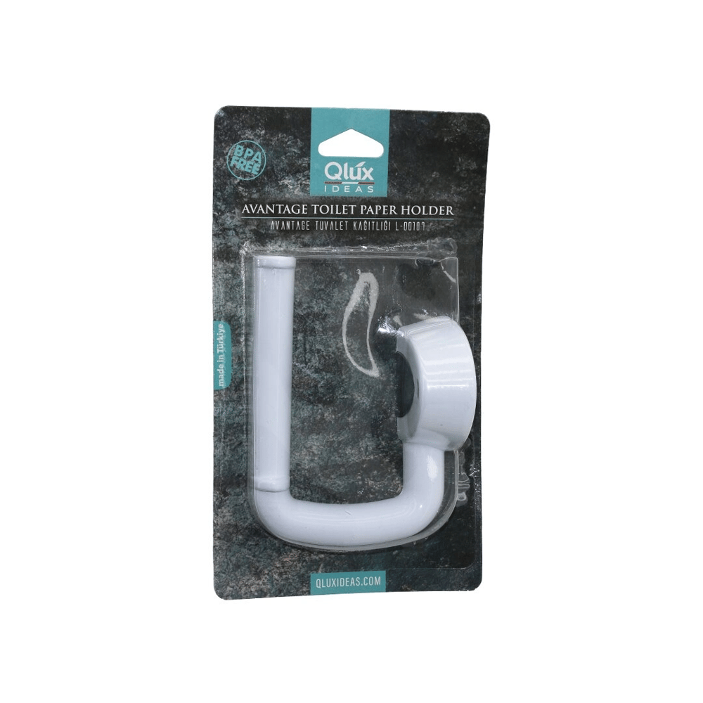 Qlux L-00107 Avantage Tuvalet Kağıtlık  Beyaz Plastik   Yapışkanlı - Vidalı Montaj Bx40
