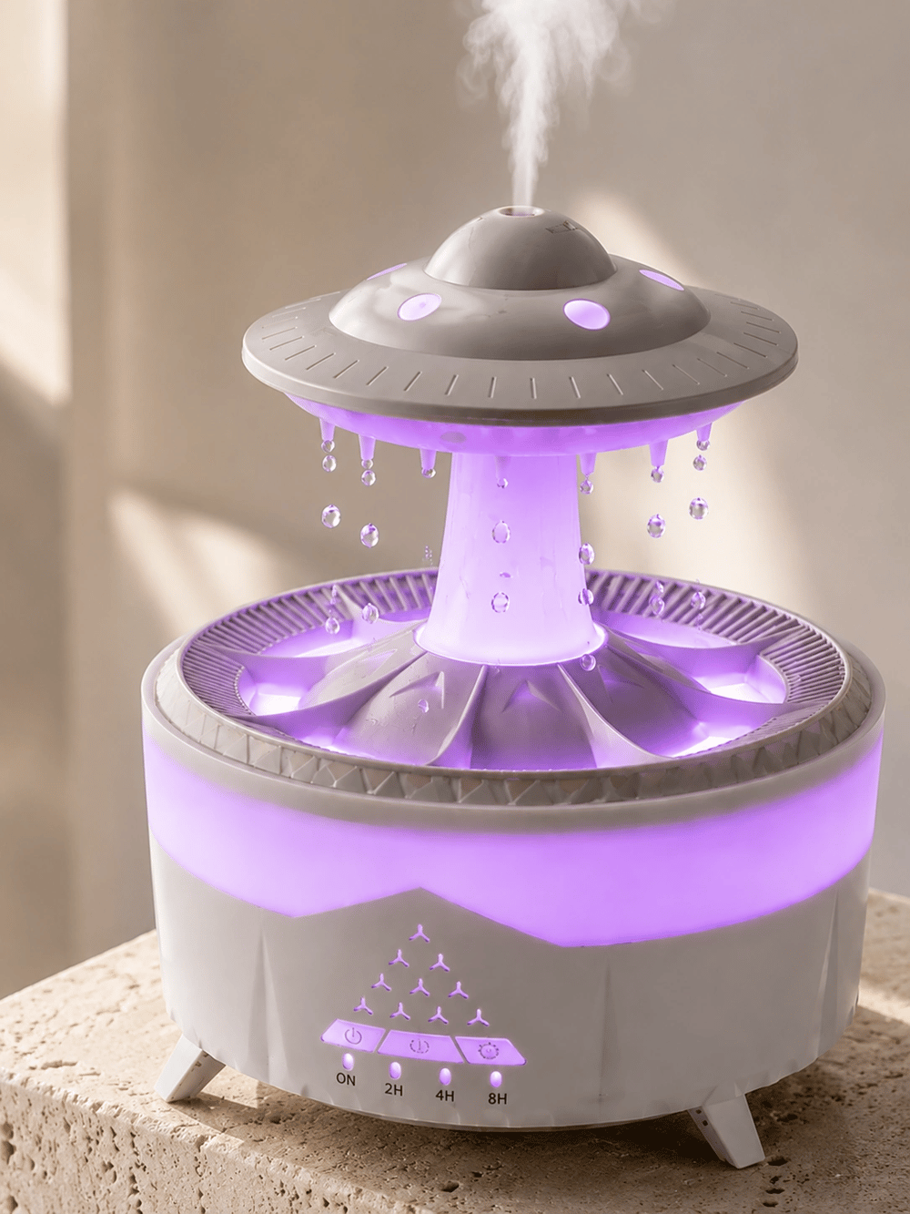 RGB Işıklı Yağmur Efektli Hava Nemlendirici 350 ML Sessiz Çalışma Uzaktan Kumanda