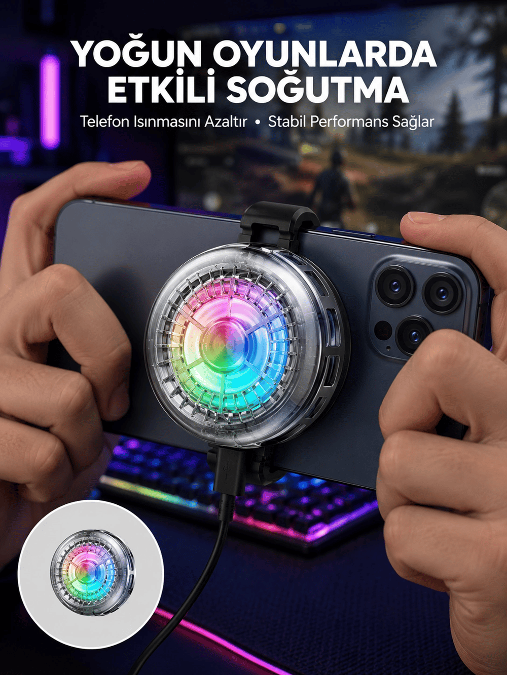 RGB LED Telefon Soğutucu Fan Yüksek Hızlı Soğutma Oyuncu Cooler Yeni Nesil