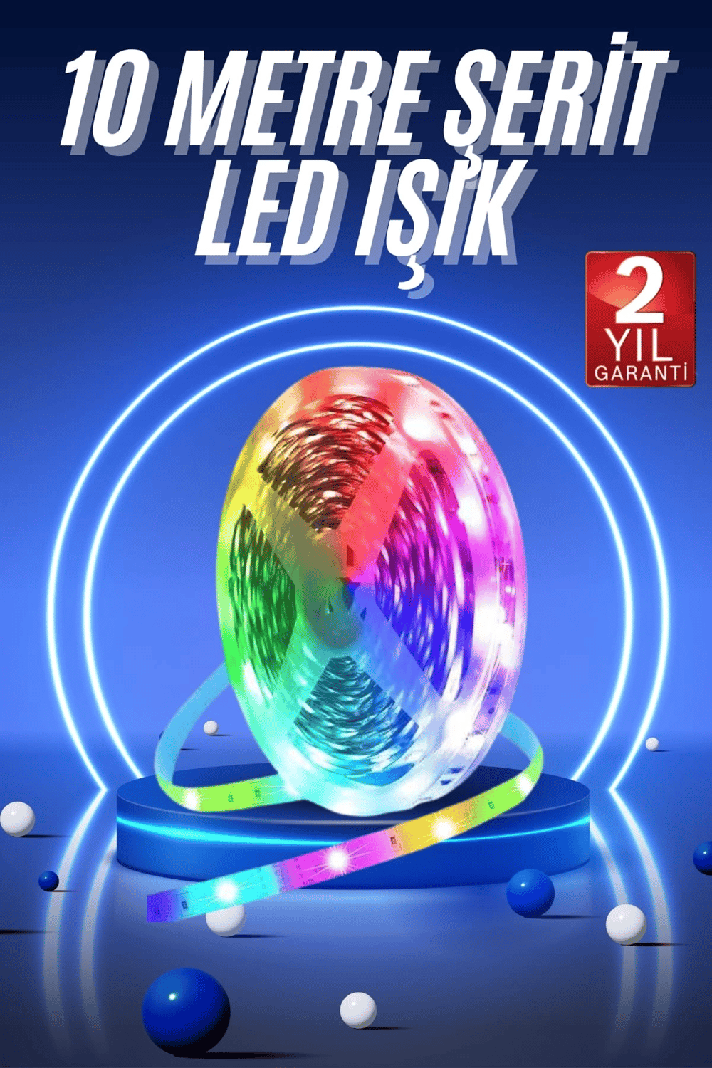 RGB Neon Şerit Led Lamba 10 Metre İç Mekan Tasarımına Uygun