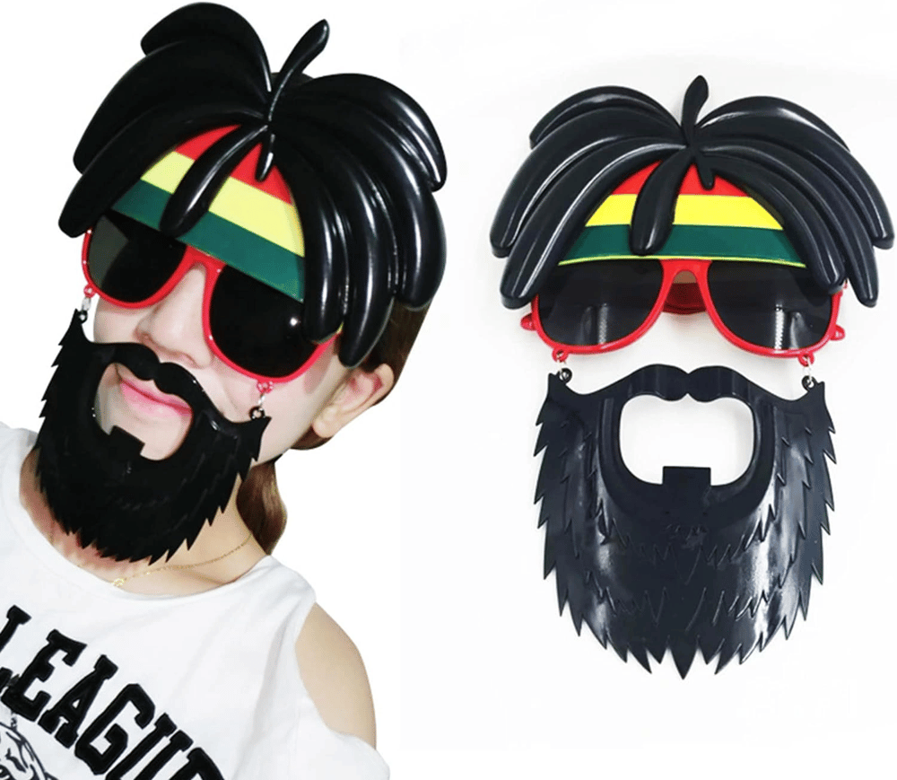 Rasta Peruklu Rasta Sakallı Bob Marley Bıyıklı Parti Gözlüğü 27x18 Cm Bx40