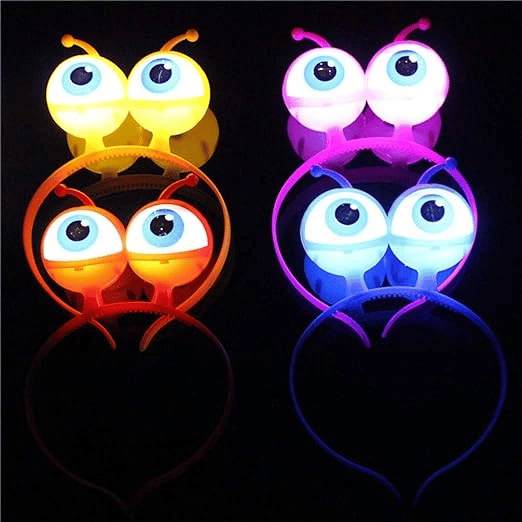 Rengarenk 3 Farklı Fonksiyonda Yanan Led Işıklı Uzaylı Göz Taç 1 Adet 18x12 Cm