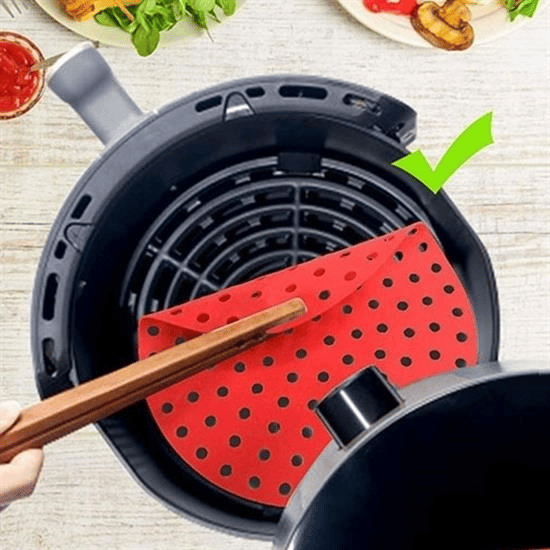 Renkli Isıya Dayanıklı Yıkanılabilir Silikon Fırın Ve Airfryer Yuvarlak Pişirme Matı 20 Cm Bx40