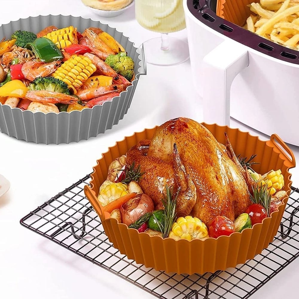 Renkli Isıya Dayanıklı Yıkanılabilir Silikon Fırın Ve Airfryer Yuvarlak Model Pişirme Matı 20 Cm Bx40