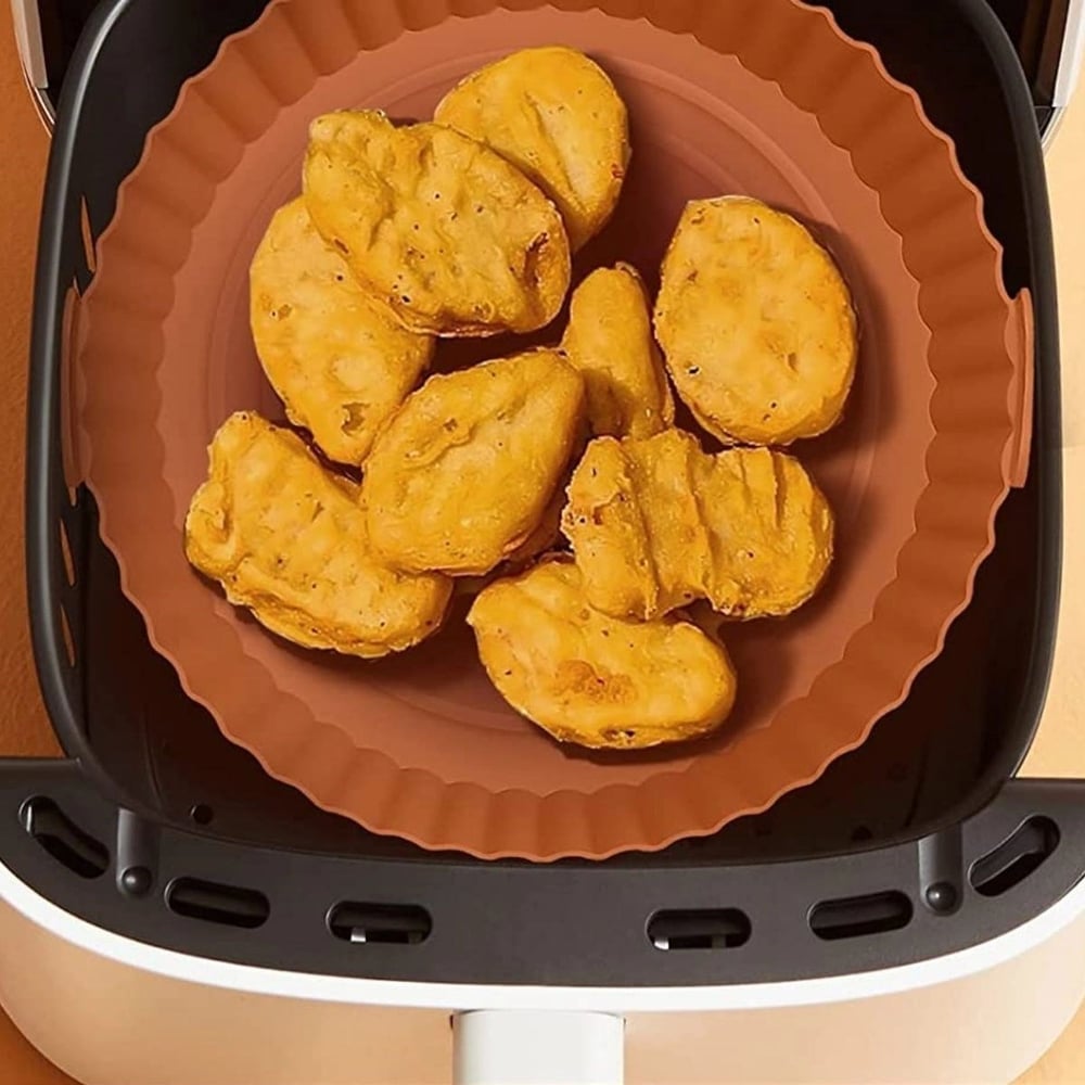 Renkli Isıya Dayanıklı Yıkanılabilir Silikon Fırın Ve Airfryer Yuvarlak Model Pişirme Matı 20 Cm Bx40