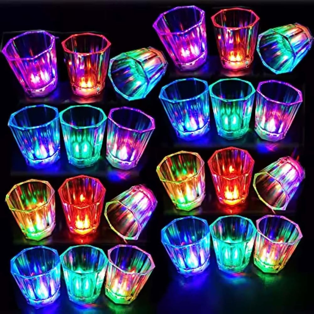 Renkli Led Parlayan Fiber Optik Glow Işıklı Bardak 5,5 x 5,5 cm (3936)