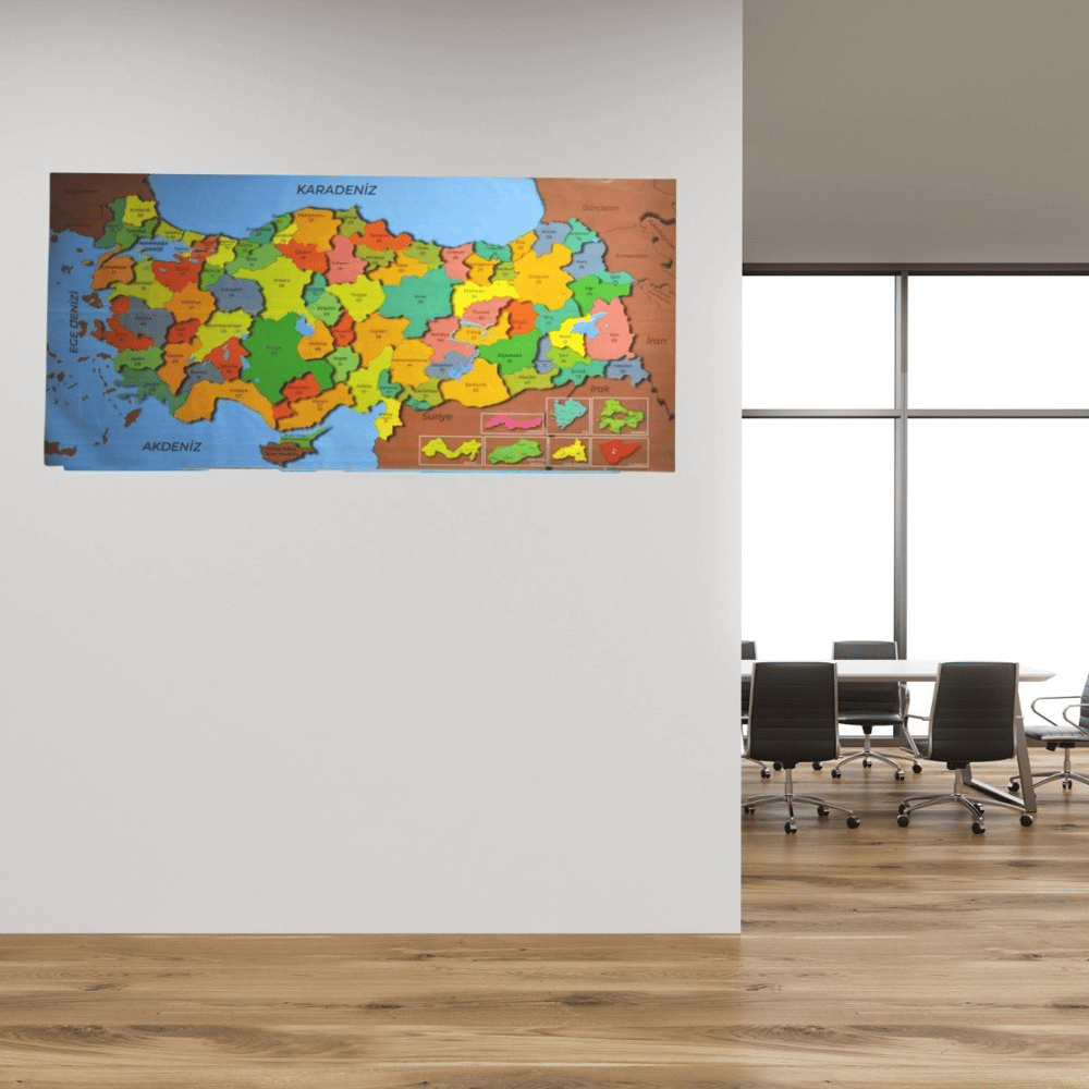 Renkli Türkiye Haritası Manyetik Yapıştırıcı Gerektirmeyen Duvar Stickerı 118 Cm * 56 Cm Bx40
