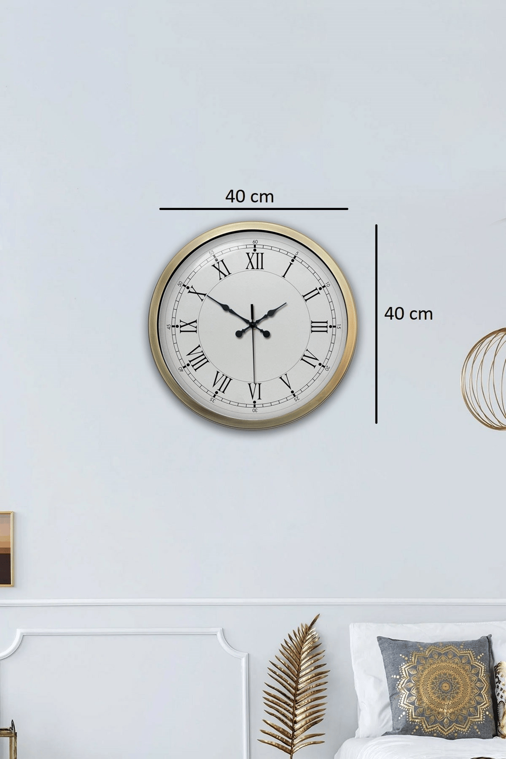 Retro Modern Roma Rakamlı 40 Cm Metal Duvar Saati