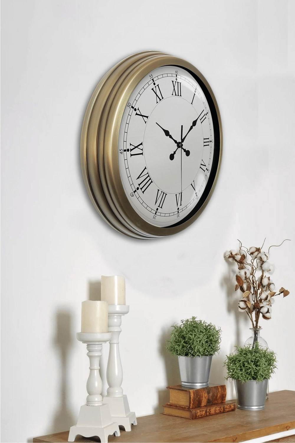 Retro Modern Roma Rakamlı 40 Cm Metal Duvar Saati