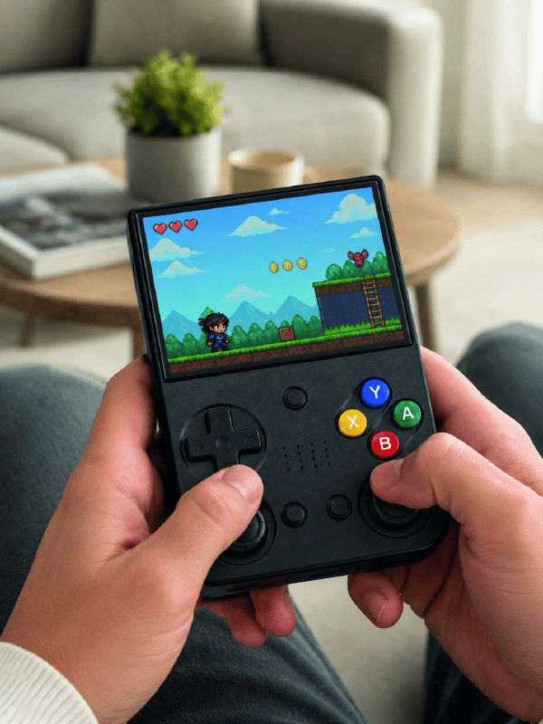Retro Oyun Konsolu Çift Analog Joystick 64GB Hafızalı Taşınabilir El Konsolu