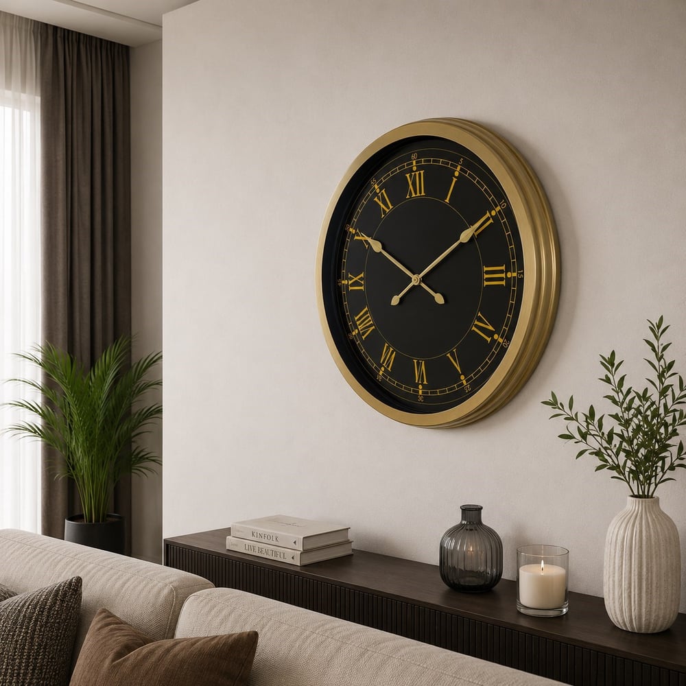 Retro Roma Rakamlı 60 x 60 Cm Metal Duvar Saati