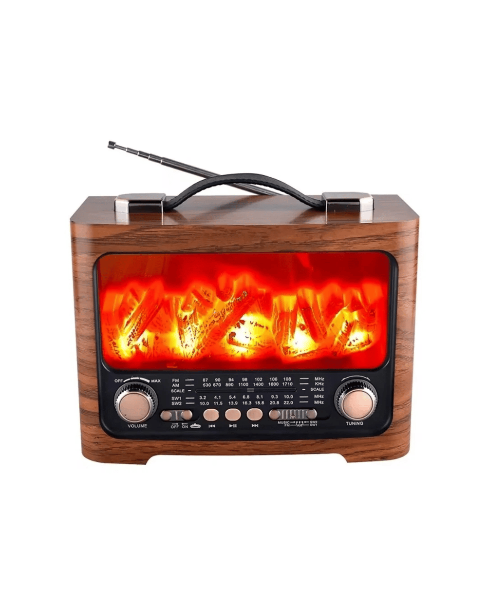 Retro Şömine Tasarımlı Bluetooth Hoparlör FM Radyo USB TF Kart Müzik Çalar