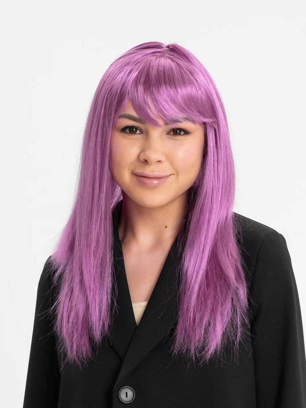 Rose Pembe Renk Düz Kesim Uzun Parti Peruğu Takma Saç (3936)