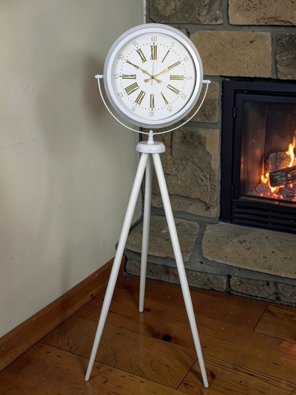 Royal White Gold Roma Rakam Tripod Ayaklı Saat