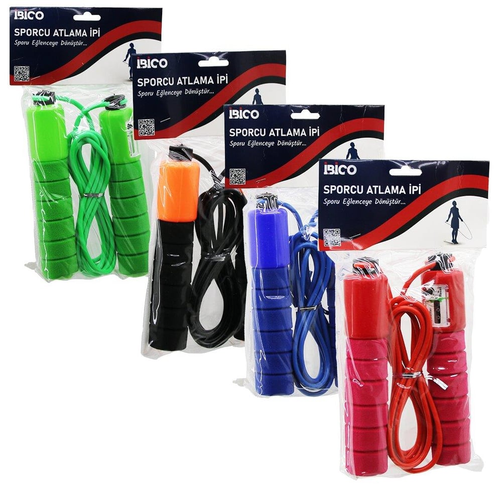 SAYAÇLI RENKLİ SİLİKON İP ATLAMA İPİ SÜNGERLİ RENKLİ PLASTİK TUTACAK (3936)