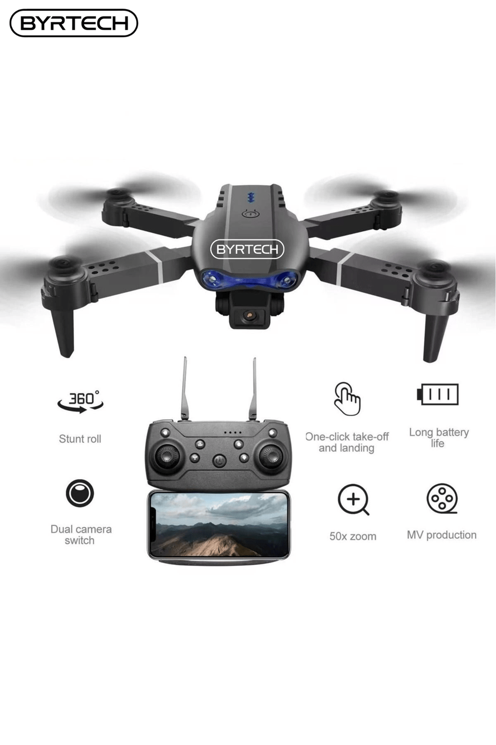 SH Kaydı Gerektirmeyen Drone - Renk: Siyah, Kamera Özelliği: 4K, GPS, Uçuş Mesafesi: 1000M-2000M