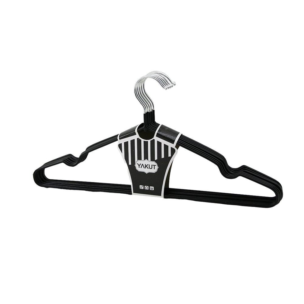 SİYAH 10PCS SİLİKON KAPLAMALI METAL ELBİSE ASKISI (3936)