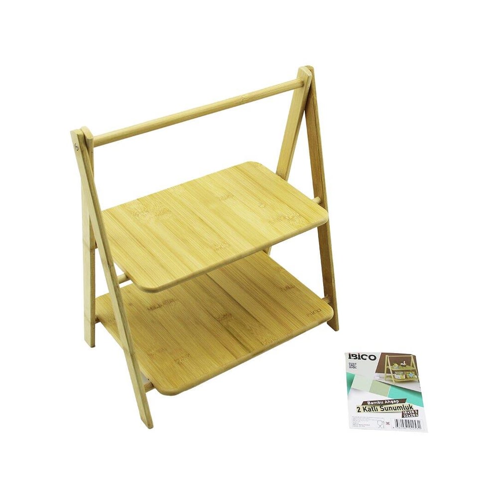 STAND - AYAKLI  2 KATLI AHŞAP - BAMBU SERVİS SUNUM TAHTASI 18X28CM -- 22X28CM (3936)