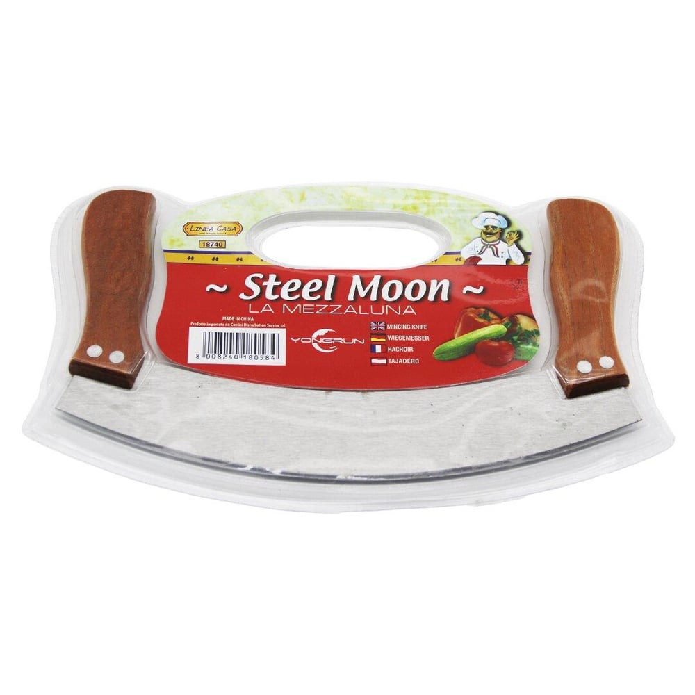 STEEL MOON ÇİFT AHŞAP SAPLI ZIRH BIÇAK KESİCİ - DOĞRAYICI 24 x 14 x 1,5 cm (3936)