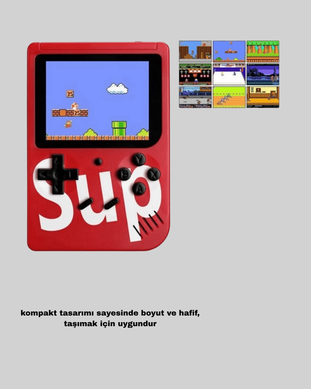 SUP Retro El Konsolu – 500 Oyun, 2 Oyunculu, 3 İnç Ekran, Taşınabilir Şarjlı Atari