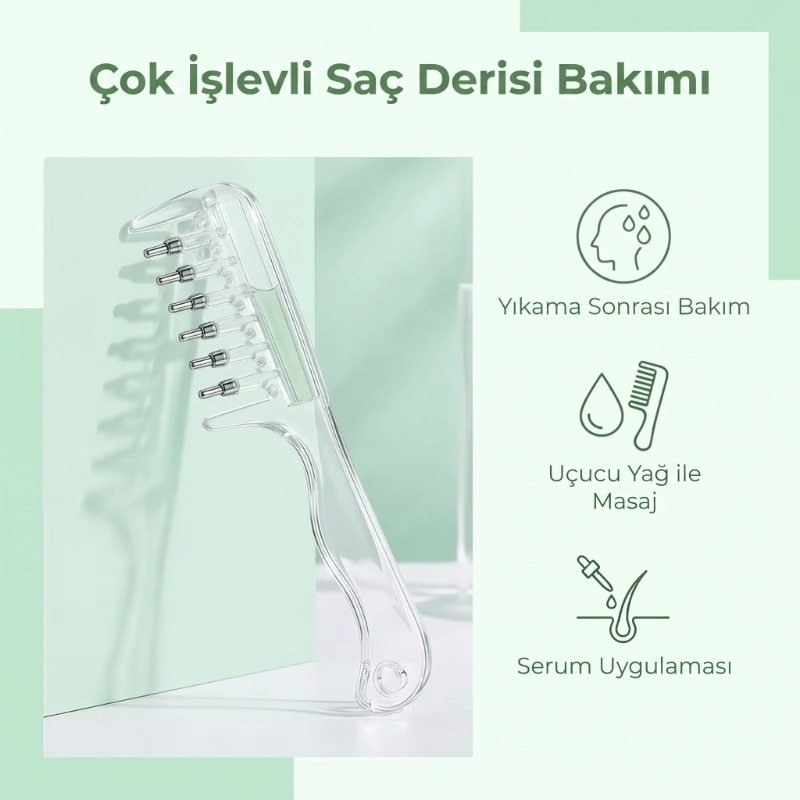 Saç Bakım Yağı Uygulama Tarağı - Serum Tarağı - Yeniden Doldurulabilir Hazne